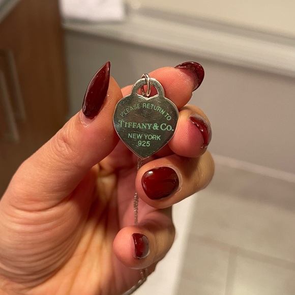 Tiffany & Co Please Return to Tiffany & Co Silver Heart Blue Enamel Letters - Picture 3 of 4